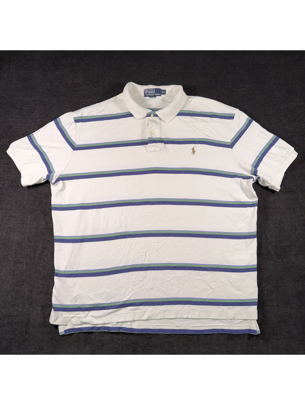 Polo Ralph Lauren Men's XL White Striped Cotton Polo Shirt